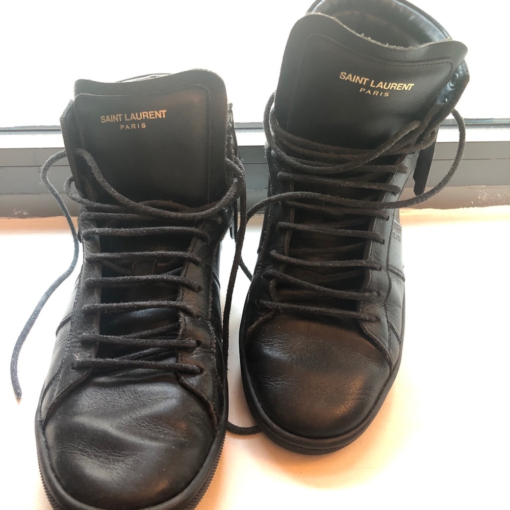 Saint Laurent Leather HighTop Sneaker FringeDetail - Picture 2 of 8